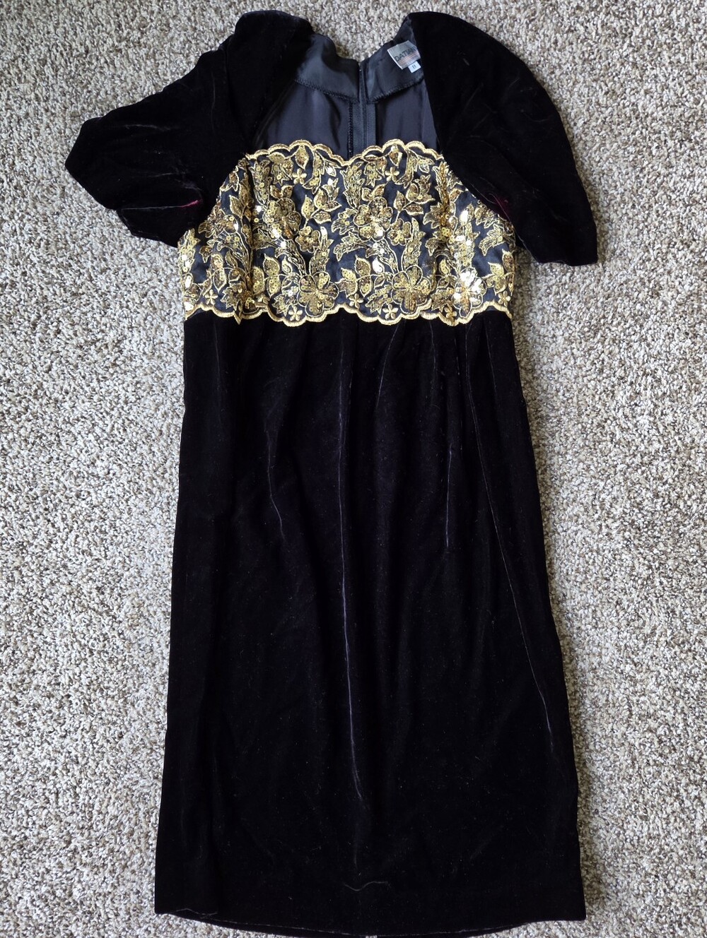 Vintage Gold and Velvet Dress